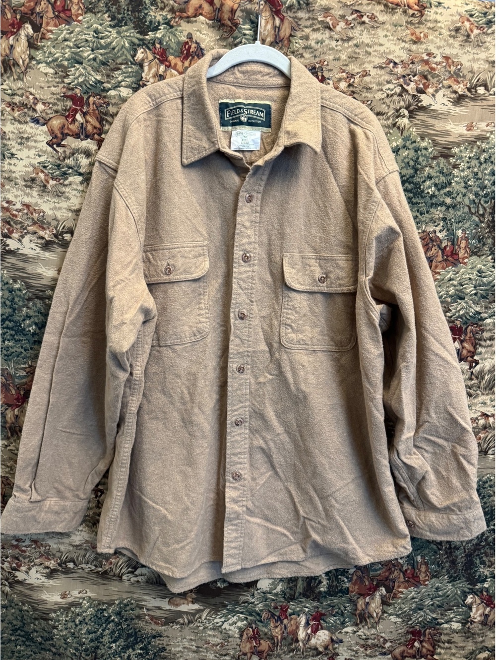 Field & Stream tan chamois workwear button front shirt
